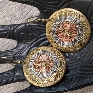 Vintage Tri Tone Woven Earrings